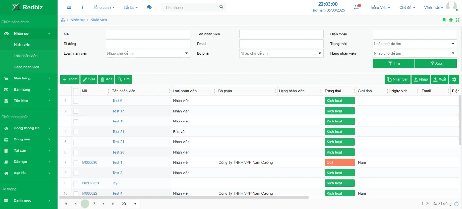 Redbiz Employee List